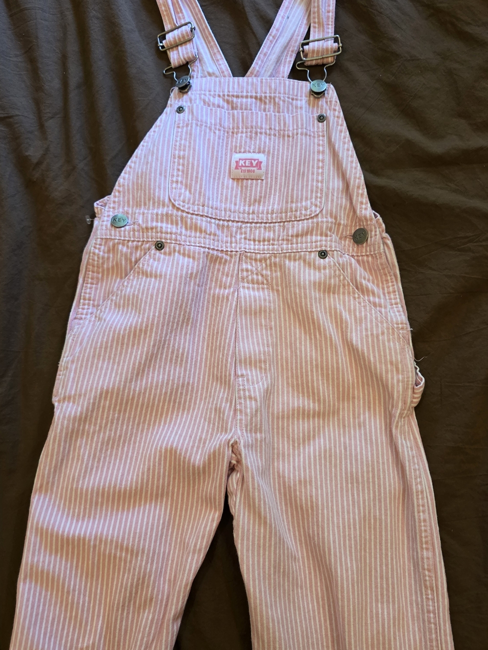 Key Kids Pink Stripe Overalls with Adjustable Straps